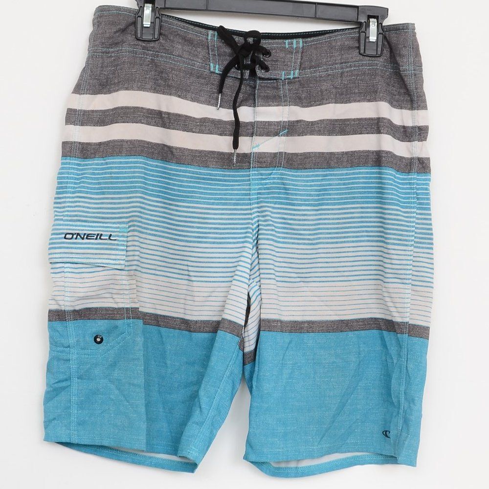 O'Neill Men's Size 32 Stripe Board Shorts Pockets Swim Trunks Surfing Beach‎